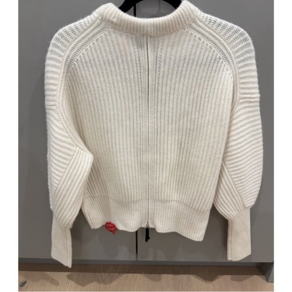 NakedCashmere x NONAME Zip Black Cashmere Sweater Ivory S NWT - Picture 3 of 10